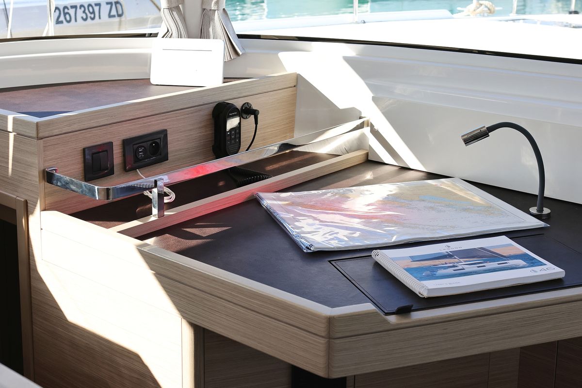 Cockpit of HASTA LA VISTA, a Lagoon 46 catamaran at Općina Sukošan, Croatia
