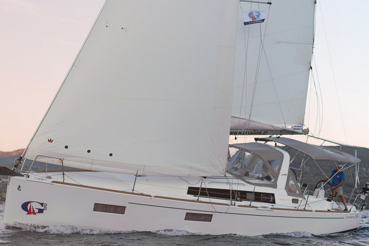 Exterior view of SIRINA "Sails 2025", a Beneteau Oceanis 38.1 sailboat at Municipal Unit of Nea Peramos, Greece