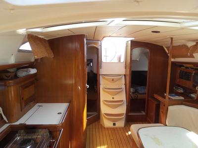 Galley of Škuribanda, a Beneteau Oceanis 393 sailboat at Split, Croatia