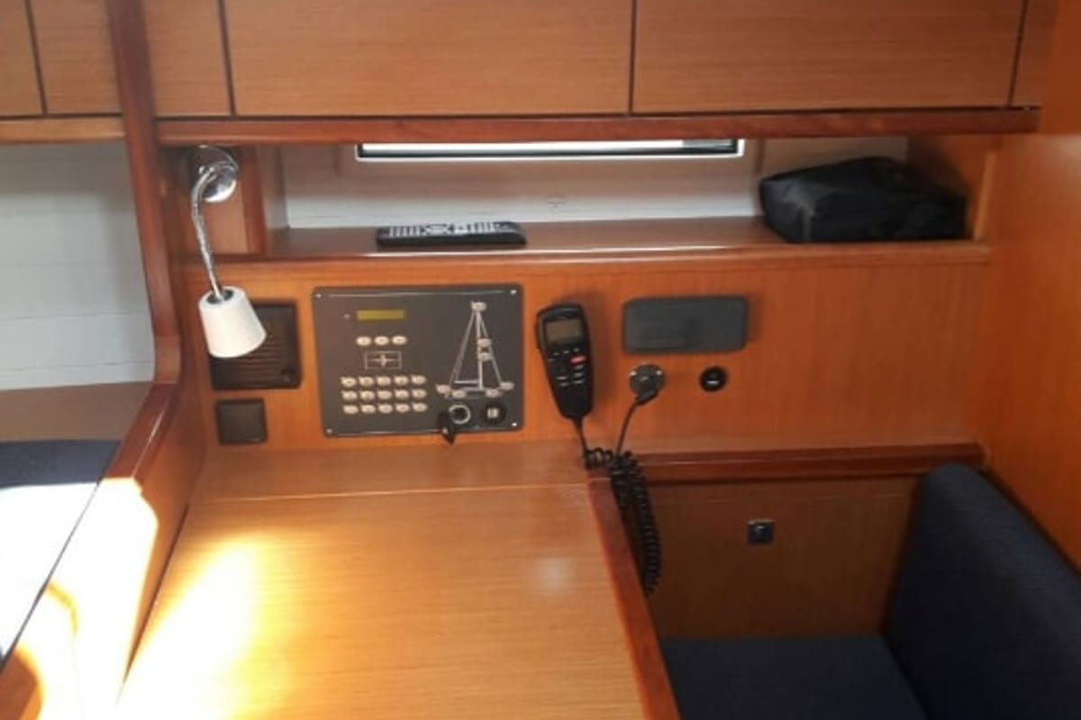 Salon of Quintessa, a Bavaria Cruiser 41 sailboat at Municipal Unit of Lefkada, Greece