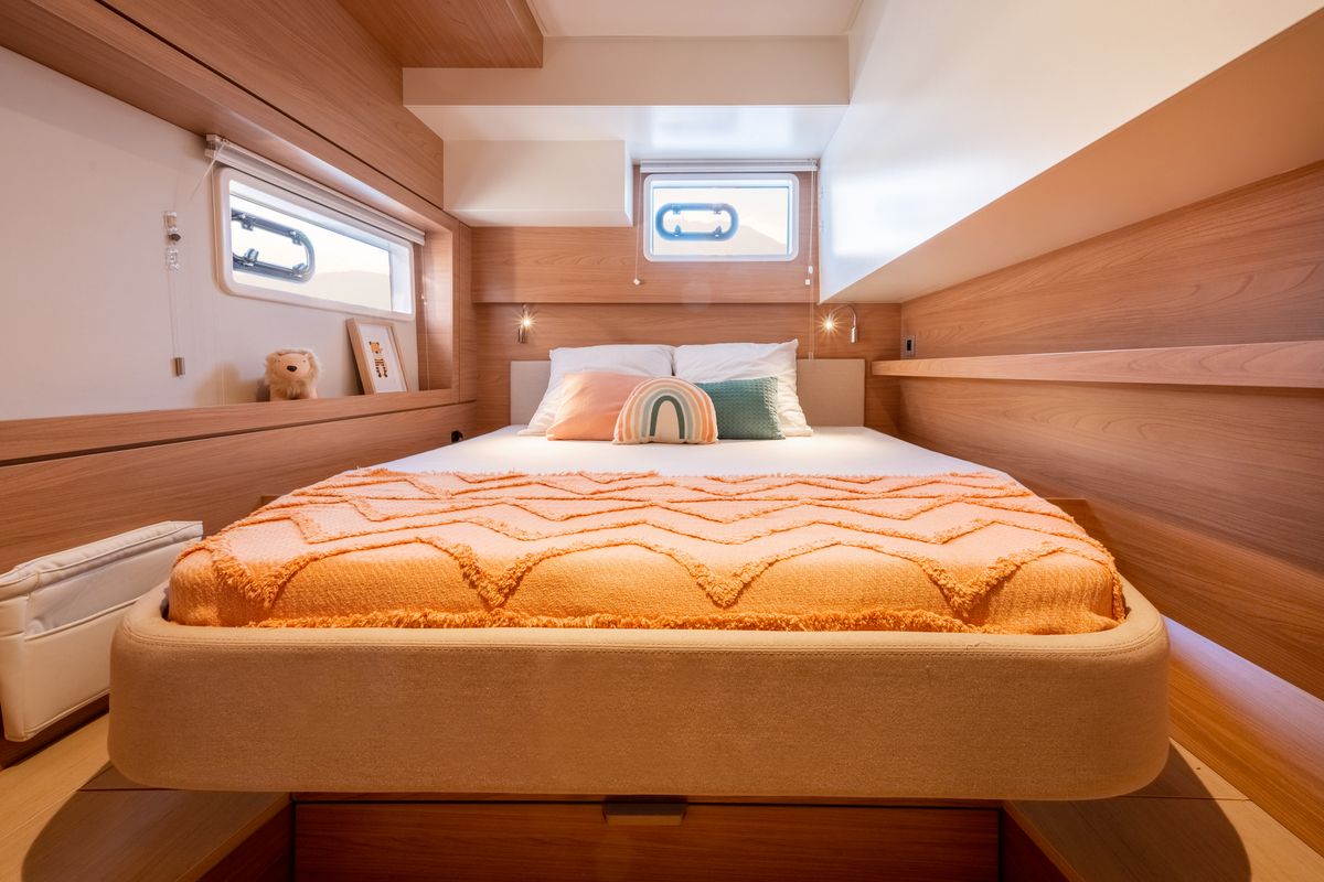 Cabin on Esmeralda II, a Bali 4.4 catamaran at Saint-Mandrier-sur-Mer, France