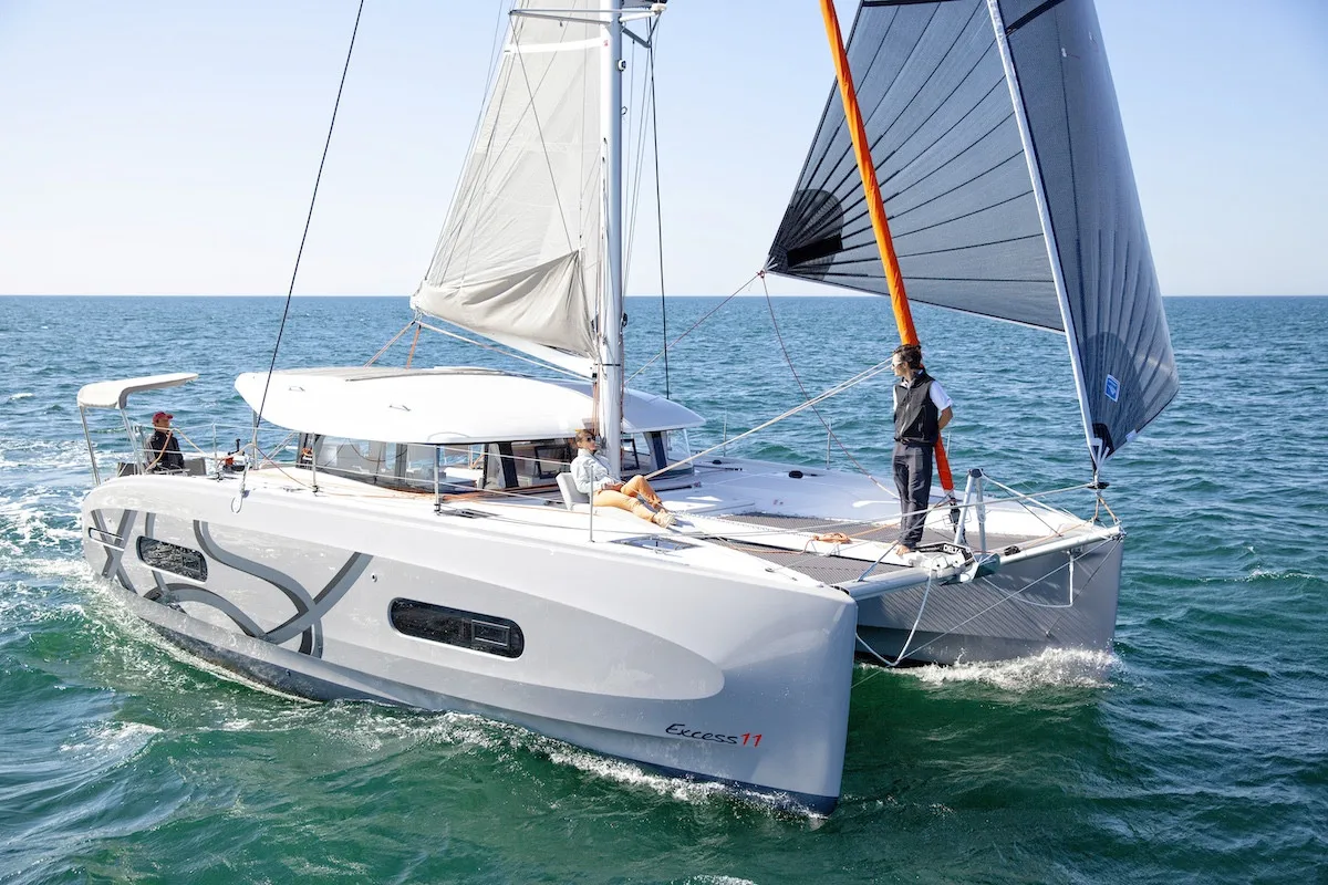 Exterior view of One Dance, a Excess 11 catamaran at Preveza, Greece