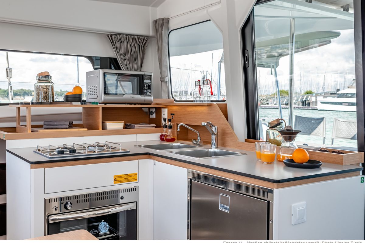 Galley of One Dance, a Excess 11 catamaran at Preveza, Greece