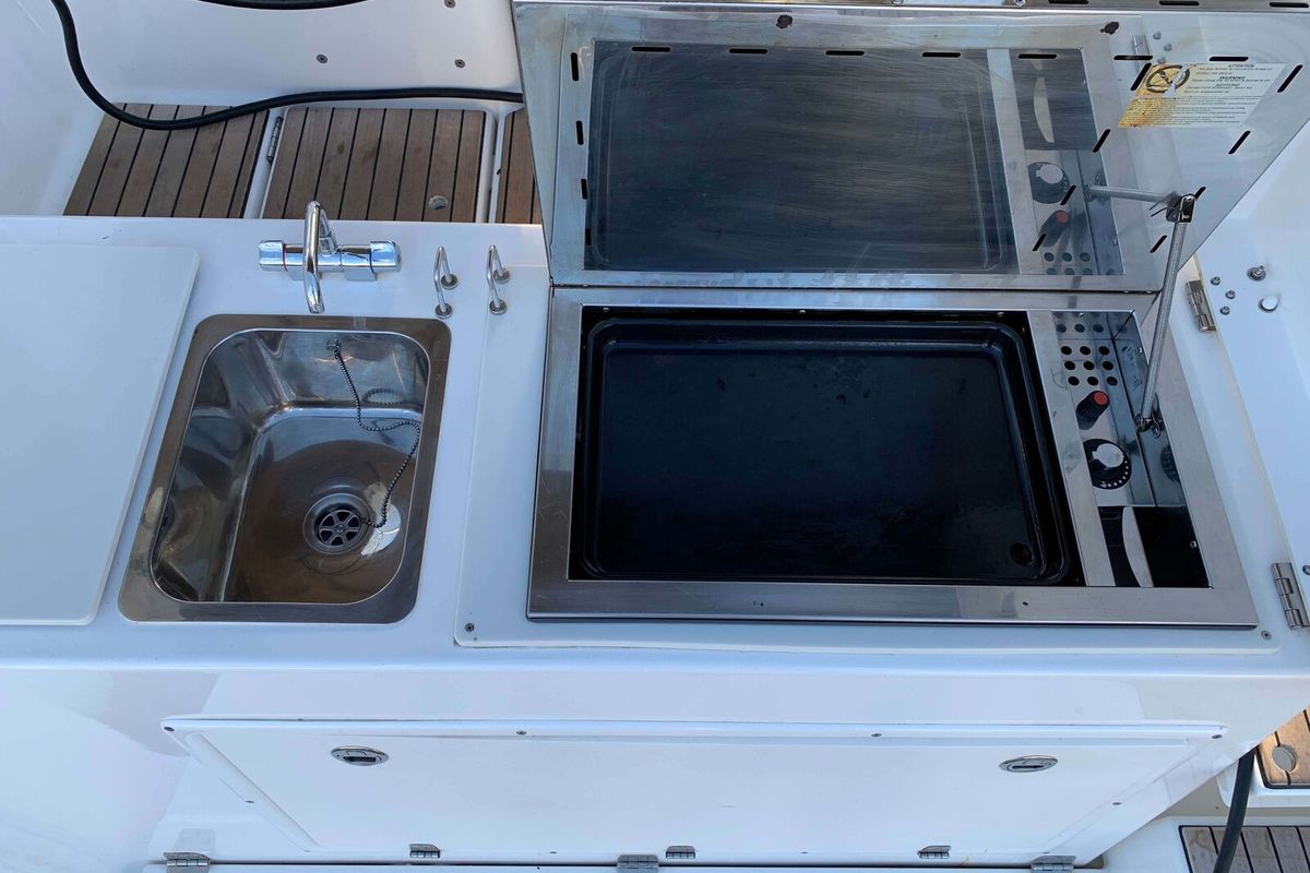 Deck of Vanilla Sky, a Dufour 460 GL sailboat at Lavreotiki Municipal Unit, Greece