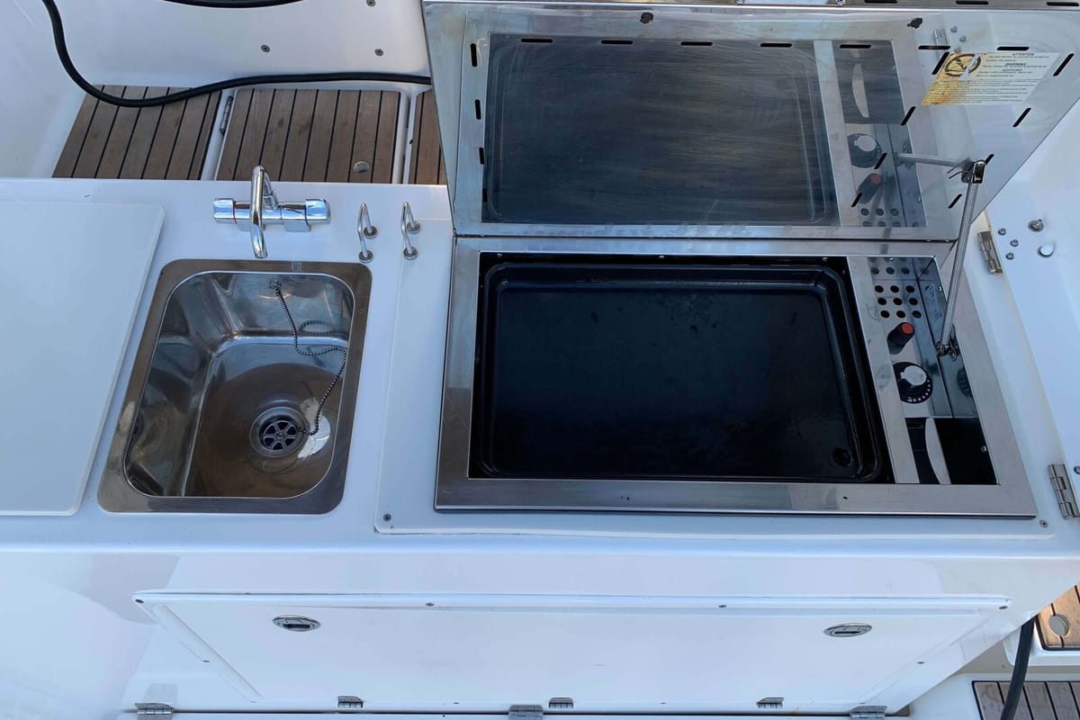 Deck of Vanilla Sky, a Dufour 460 GL sailboat at Lavreotiki Municipal Unit, Greece