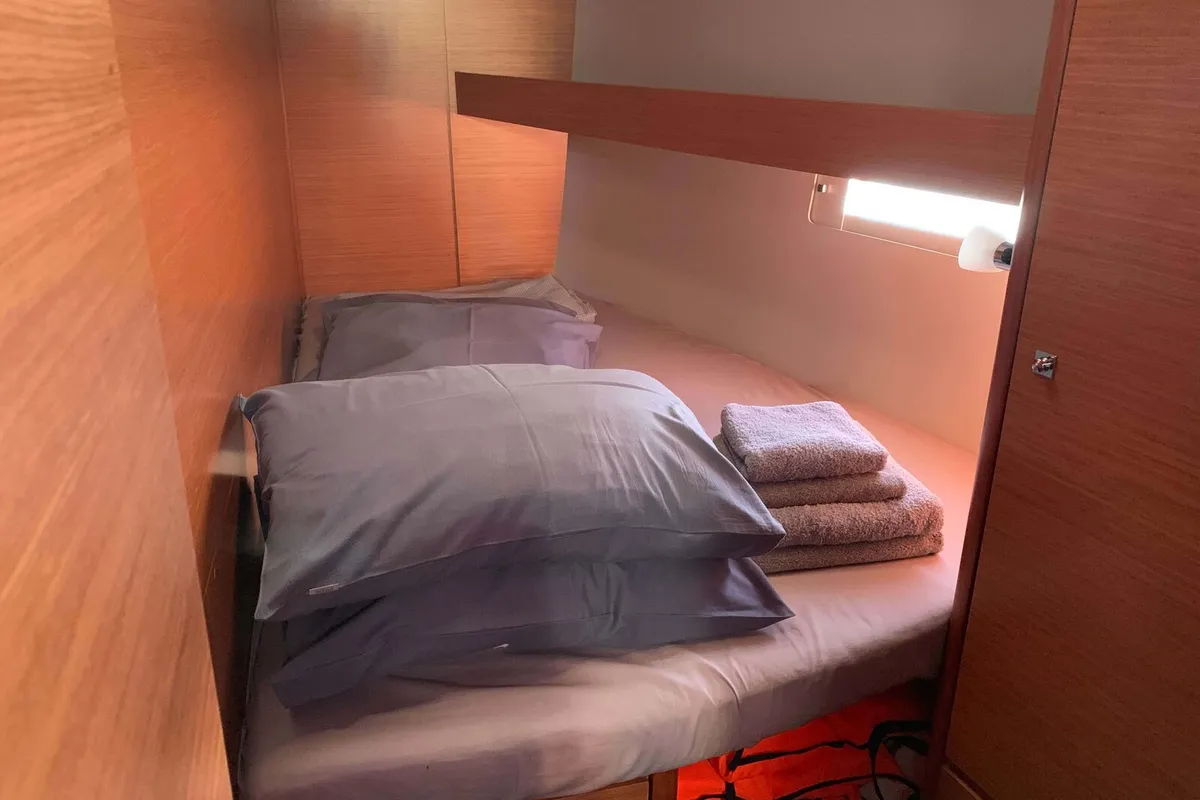 Cabin on Vanilla Sky, a Dufour 460 GL sailboat at Lavreotiki Municipal Unit, Greece