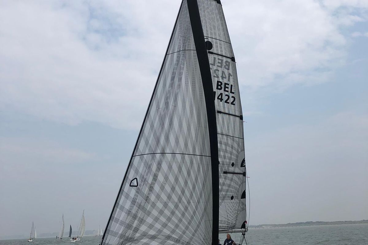 Exterior view of Tomboy, a Dufour 34 sailboat at Nieuwpoort, Belgium