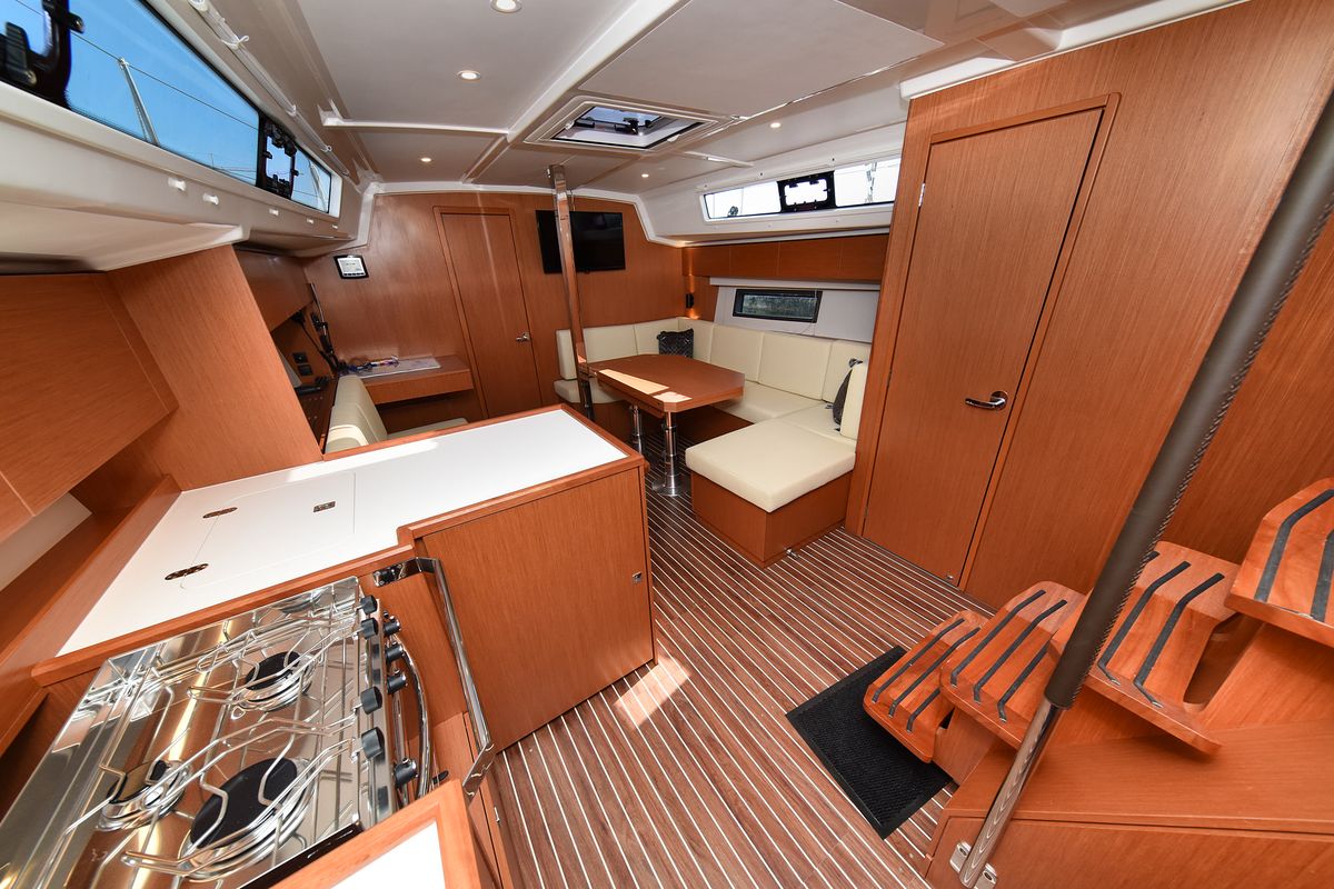 Galley of Dna, a Bavaria C42 sailboat at Zadar, Croatia