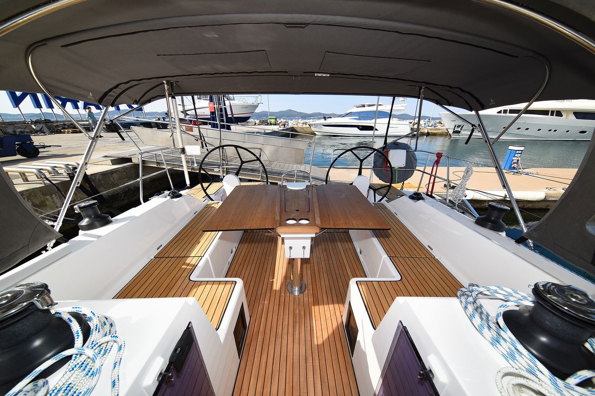 Cockpit of Dna, a Bavaria C42 sailboat at Zadar, Croatia