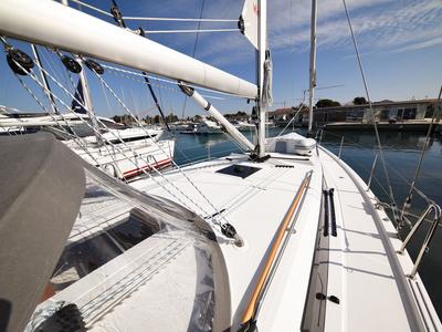 Deck of Dna, a Bavaria C42 sailboat at Zadar, Croatia