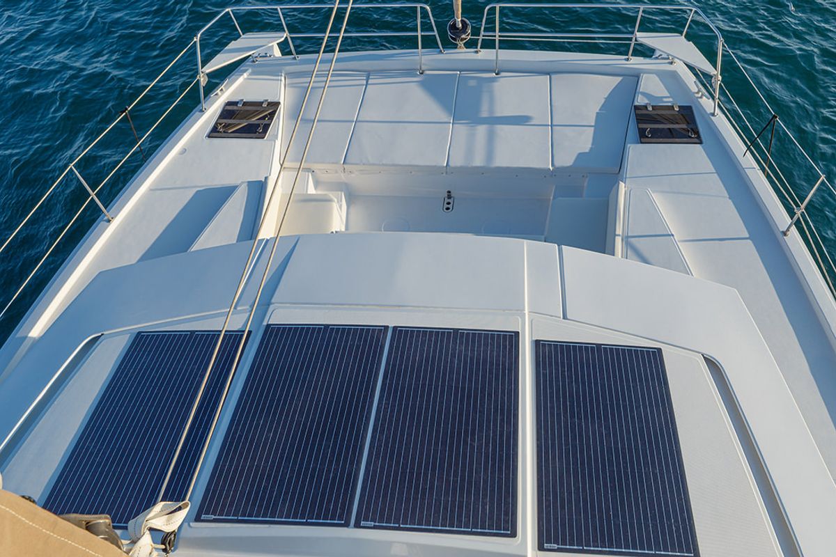 Deck of Paspartu, a Bali 4.1 catamaran at Municipal Unit of Anaktorio, Greece