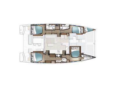 Floor plan of Moorings 4600 - 4 Exclusive Plus, a Leopard 46 catamaran at Rodney Bay, Saint Lucia