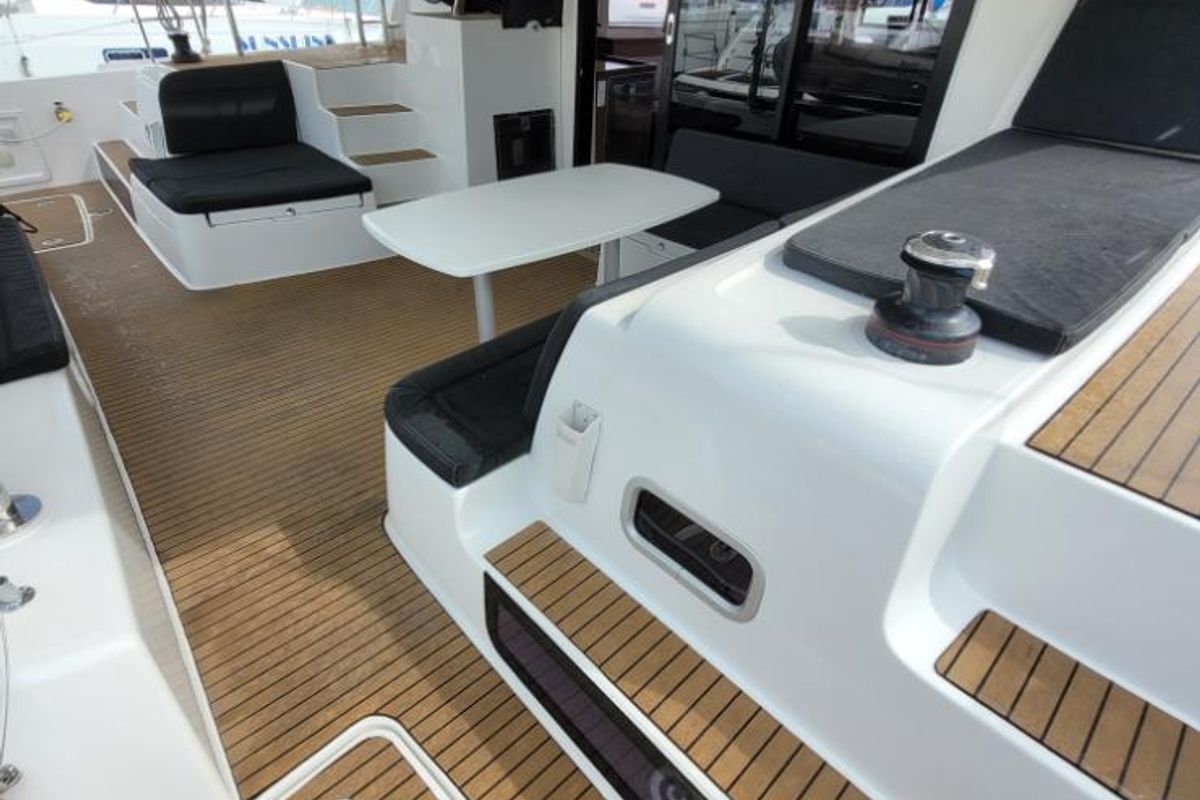 Deck of Best Love, a Lagoon 42 catamaran at Seychelles, Mahe, Seychelles