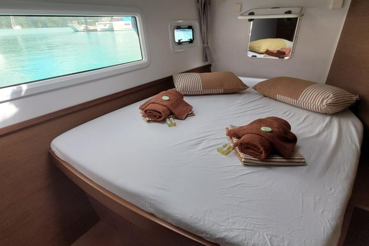 Cabin on Best Love, a Lagoon 42 catamaran at Seychelles, Mahe, Seychelles