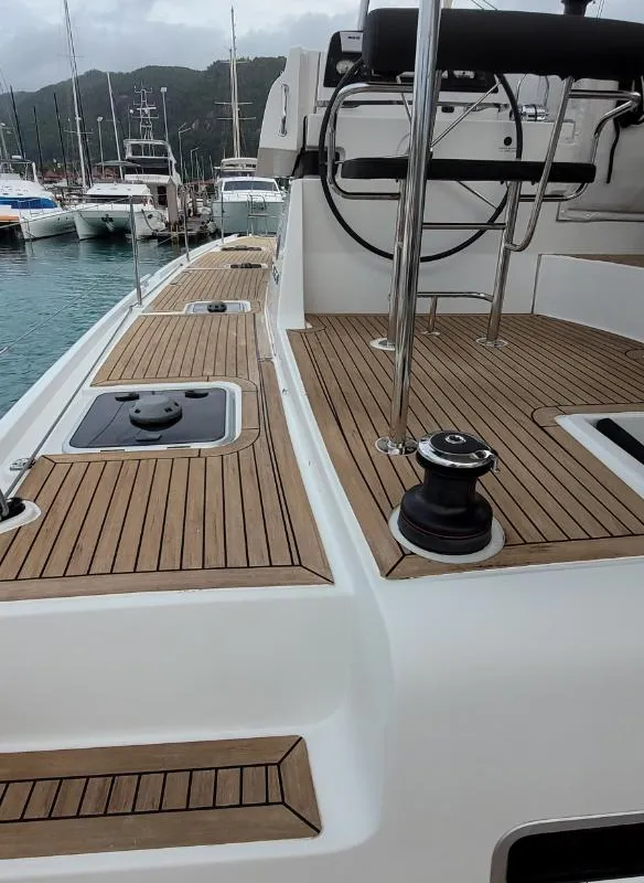 Deck of Best Love, a Lagoon 42 catamaran at Seychelles, Mahe, Seychelles