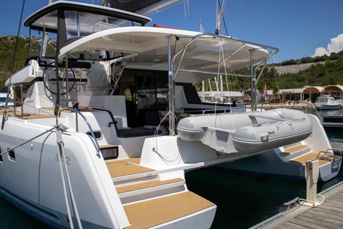 Exterior view of Best Love, a Lagoon 42 catamaran at Seychelles, Mahe, Seychelles