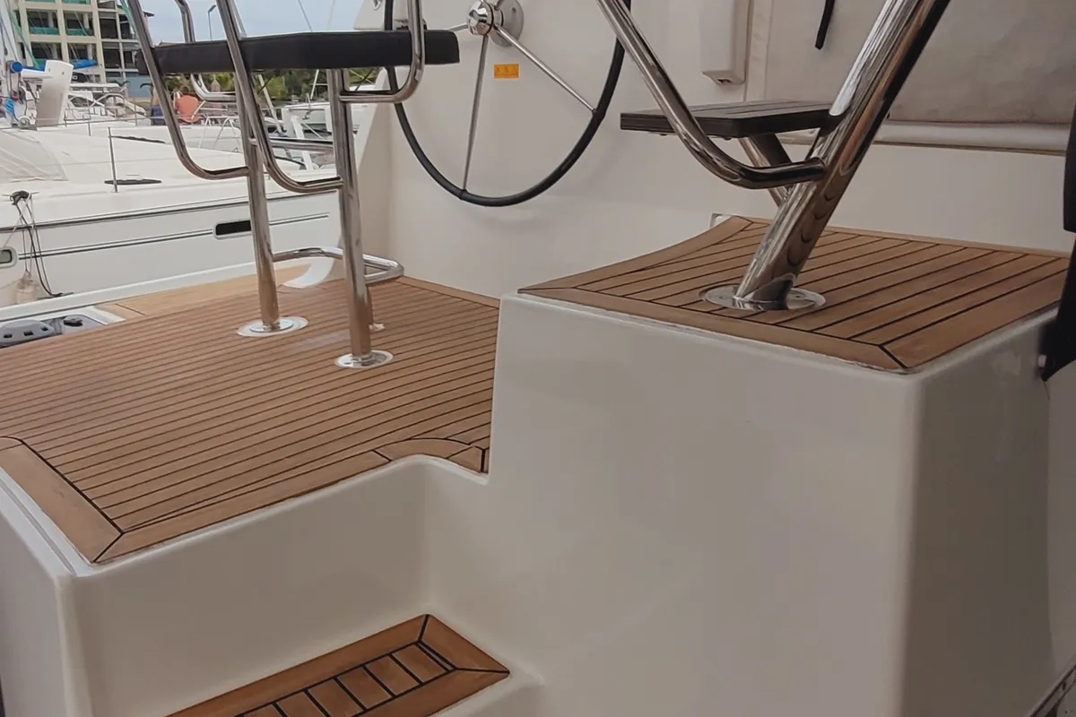 Cockpit of Best Love, a Lagoon 42 catamaran at Seychelles, Mahe, Seychelles