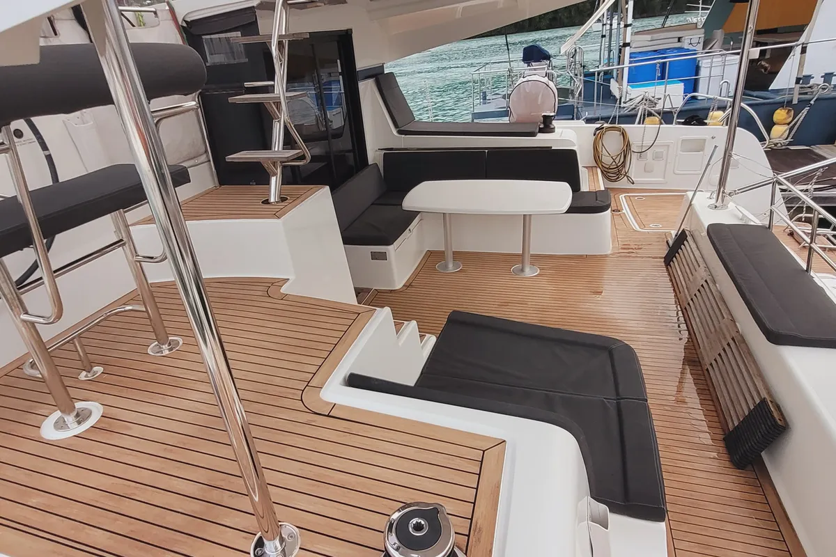 Deck of Best Love, a Lagoon 42 catamaran at Seychelles, Mahe, Seychelles