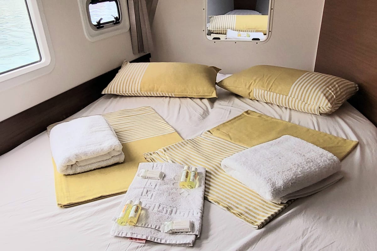 Cabin on Best Love, a Lagoon 42 catamaran at Seychelles, Mahe, Seychelles