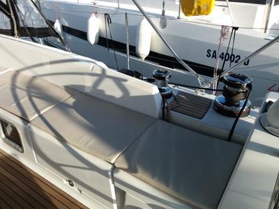 Deck of Zaniah, a Jeanneau 54 sailboat at Salerno, Italy