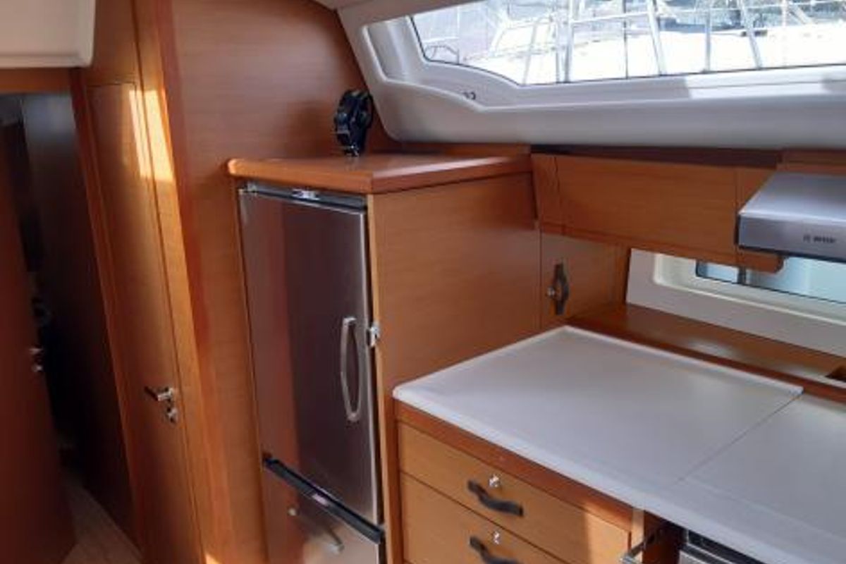 Galley of Zaniah, a Jeanneau 54 sailboat at Salerno, Italy
