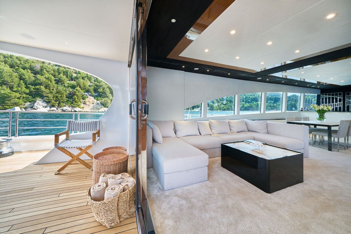 Salon of Acapella, a Custom Made Acapella sailboat at Split, Croatia
