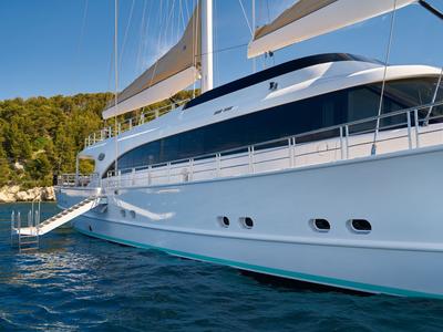 Deck of Acapella, a Custom Made Acapella sailboat at Split, Croatia