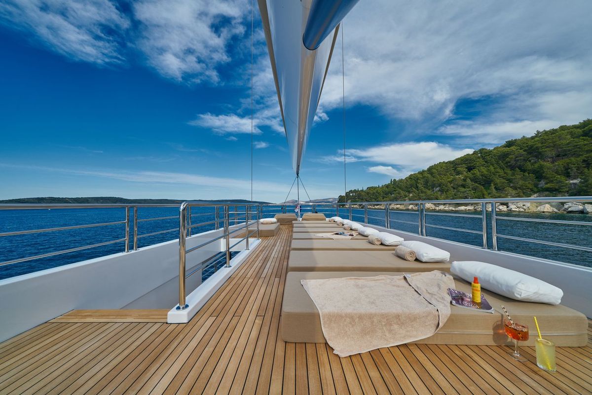 Deck of Acapella, a Custom Made Acapella sailboat at Split, Croatia