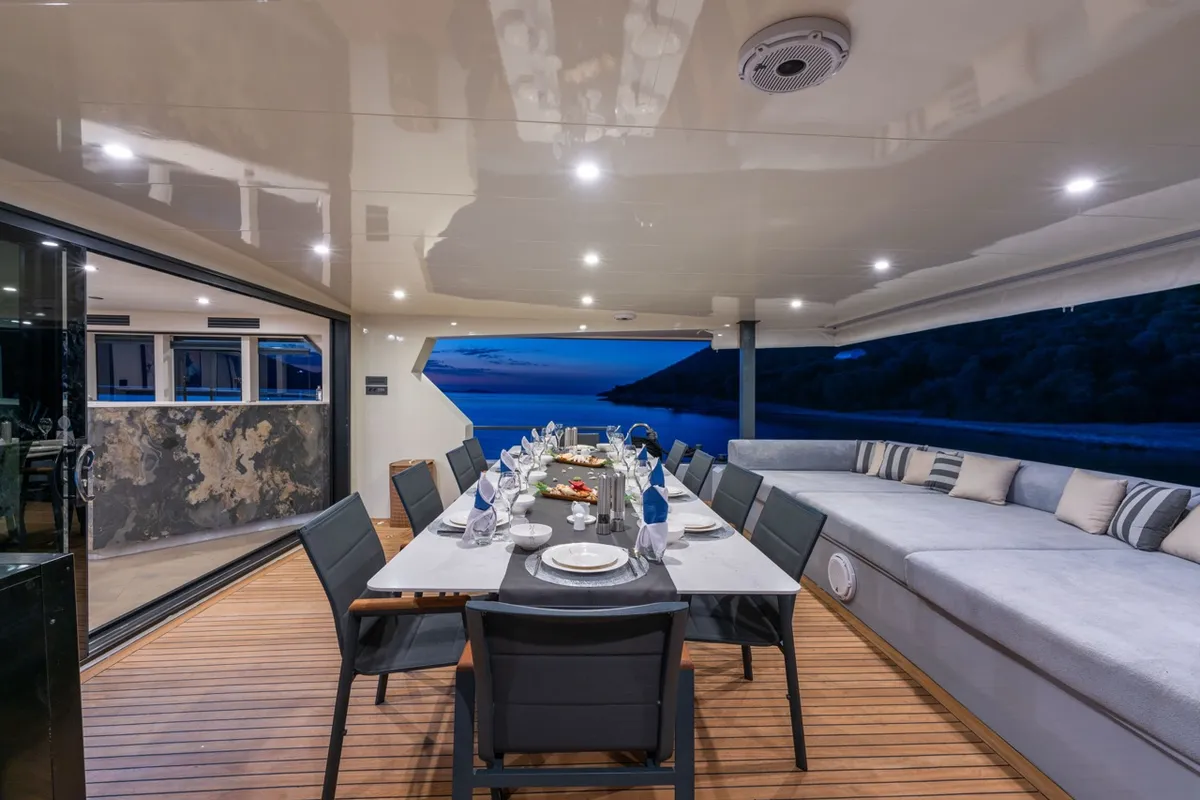 Deck of CALM DOWN, a Gulet Custom built 183 yacht at Bodrum, Turkey