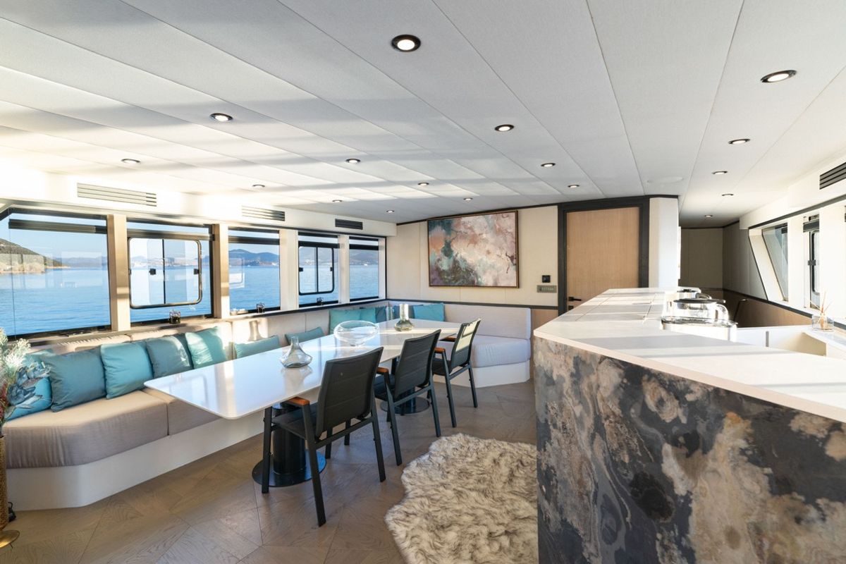 Salon of CALM DOWN, a Gulet Custom built 183 yacht at Bodrum, Turkey