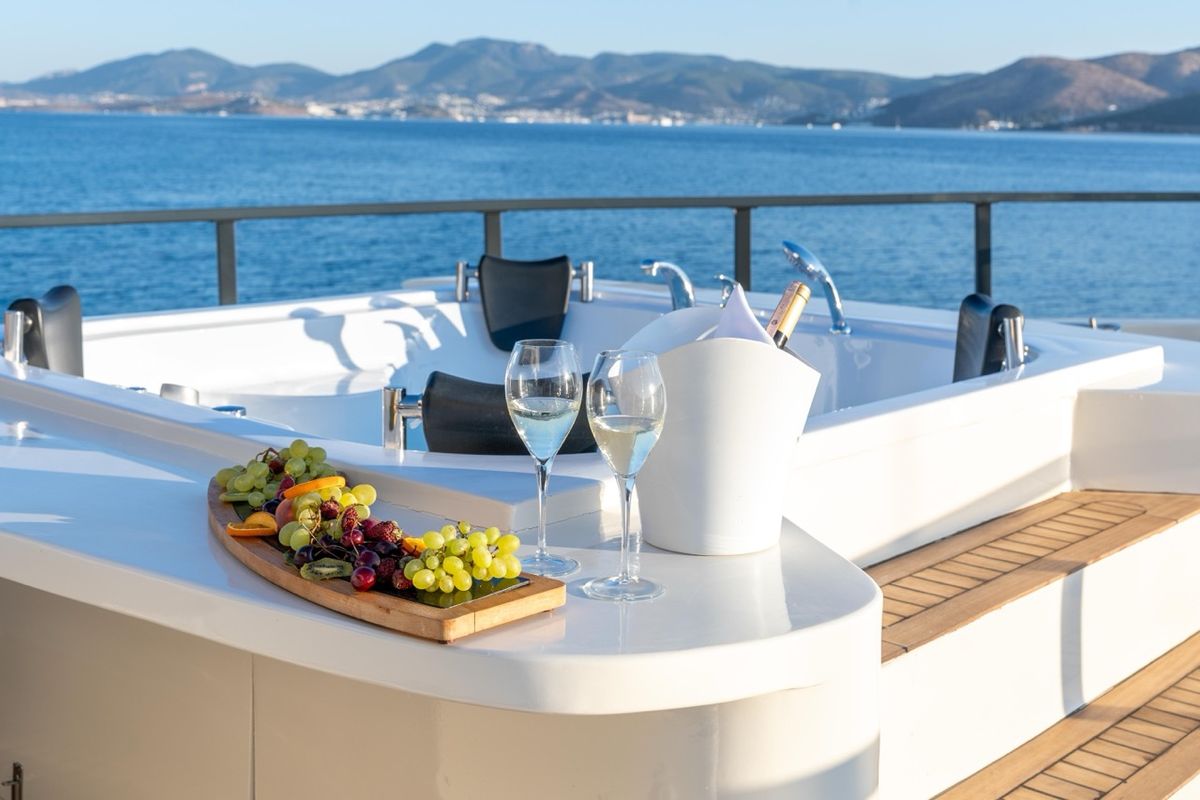 Deck of CALM DOWN, a Gulet Custom built 183 yacht at Bodrum, Turkey