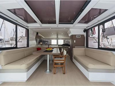 Salon of Golden Waters, a Bali 4.1 catamaran at Port of Avdira, Greece