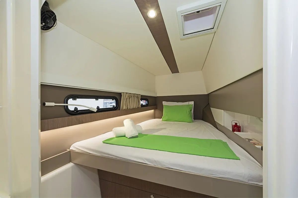 Cabin on Golden Waters, a Bali 4.1 catamaran at Port of Avdira, Greece