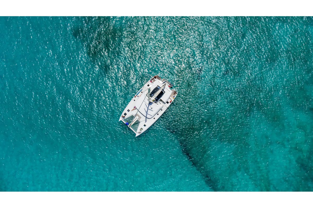 Exterior view of Tigrus, a Lagoon 50 catamaran at Eden Island Marina, Seychelles