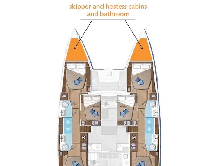 Floor plan of Tigrus, a Lagoon 50 catamaran at Eden Island Marina, Seychelles