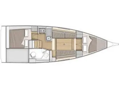 Floor plan of Fregugetta, a Beneteau Oceanis 30.1 sailboat at U Pàize/Carloforte, Italy