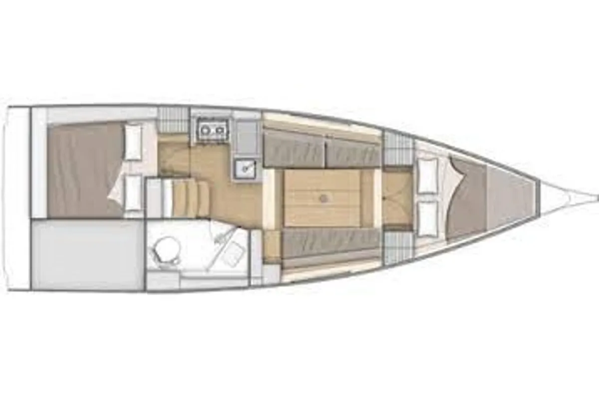 Floor plan of Fregugetta, a Beneteau Oceanis 30.1 sailboat at U Pàize/Carloforte, Italy