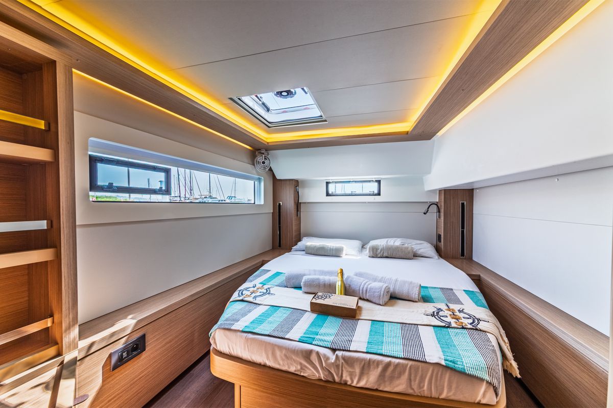 Cabin on YUKI, a Lagoon 46 catamaran at Eden Island Marina, Seychelles
