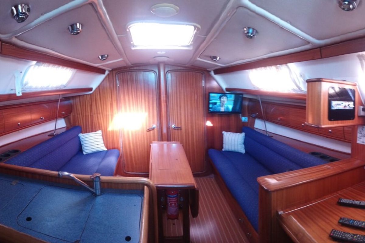 Salon of Marianna, a Bavaria 36 Cruiser sailboat at Municipal Unit of Ellomenos, Greece