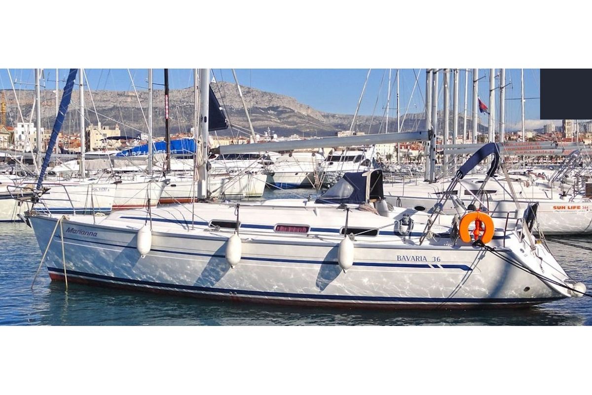 Exterior view of Marianna, a Bavaria 36 Cruiser sailboat at Municipal Unit of Ellomenos, Greece