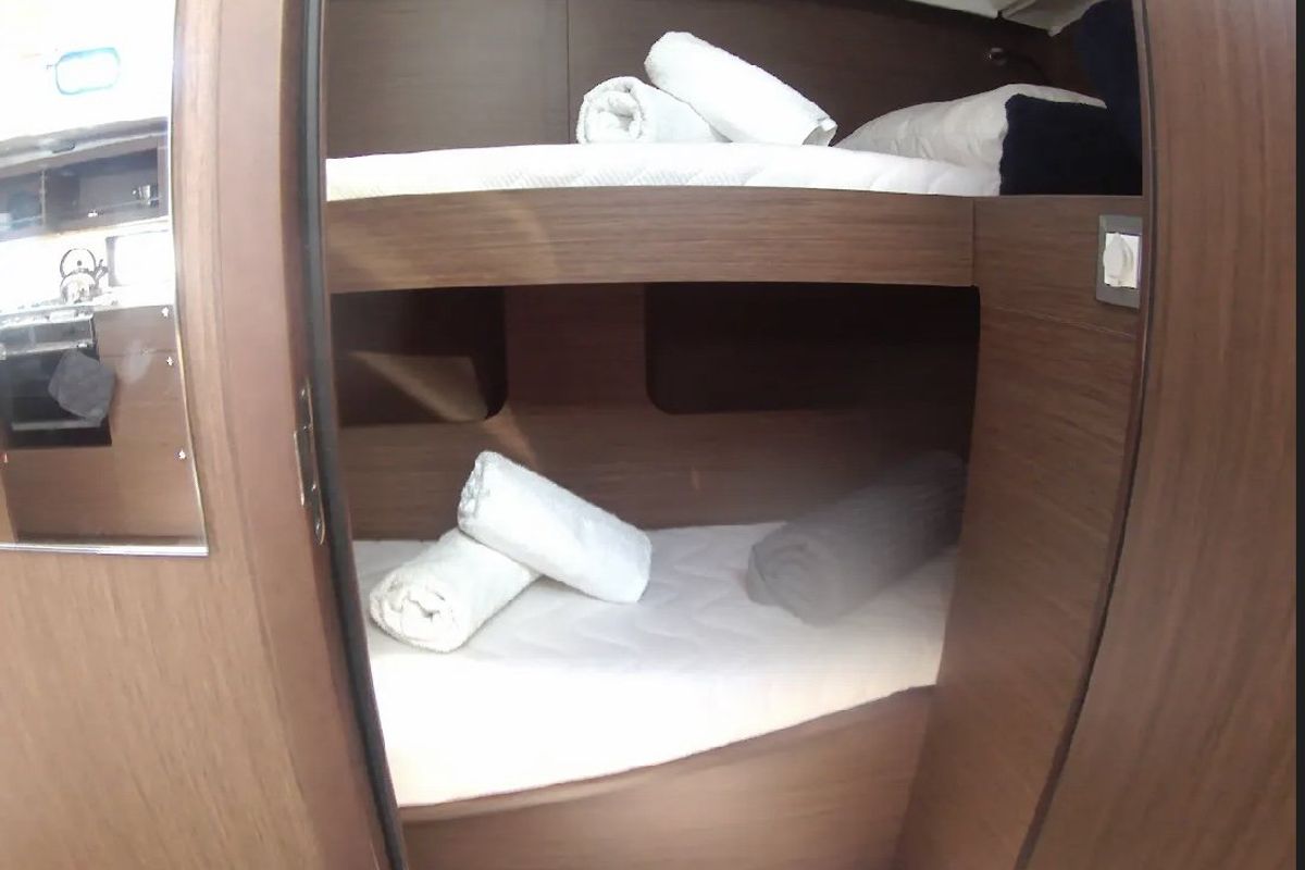 Cabin on Cookie, a Beneteau Oceanis 46.1 sailboat at Preveza, Greece