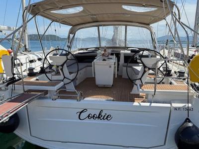 Cockpit of Cookie, a Beneteau Oceanis 46.1 sailboat at Preveza, Greece