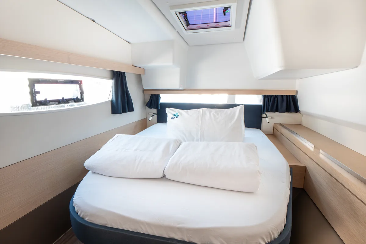 Cabin on Stella Luna, a Fountaine Pajot Lucia 40 catamaran at Punat, Croatia