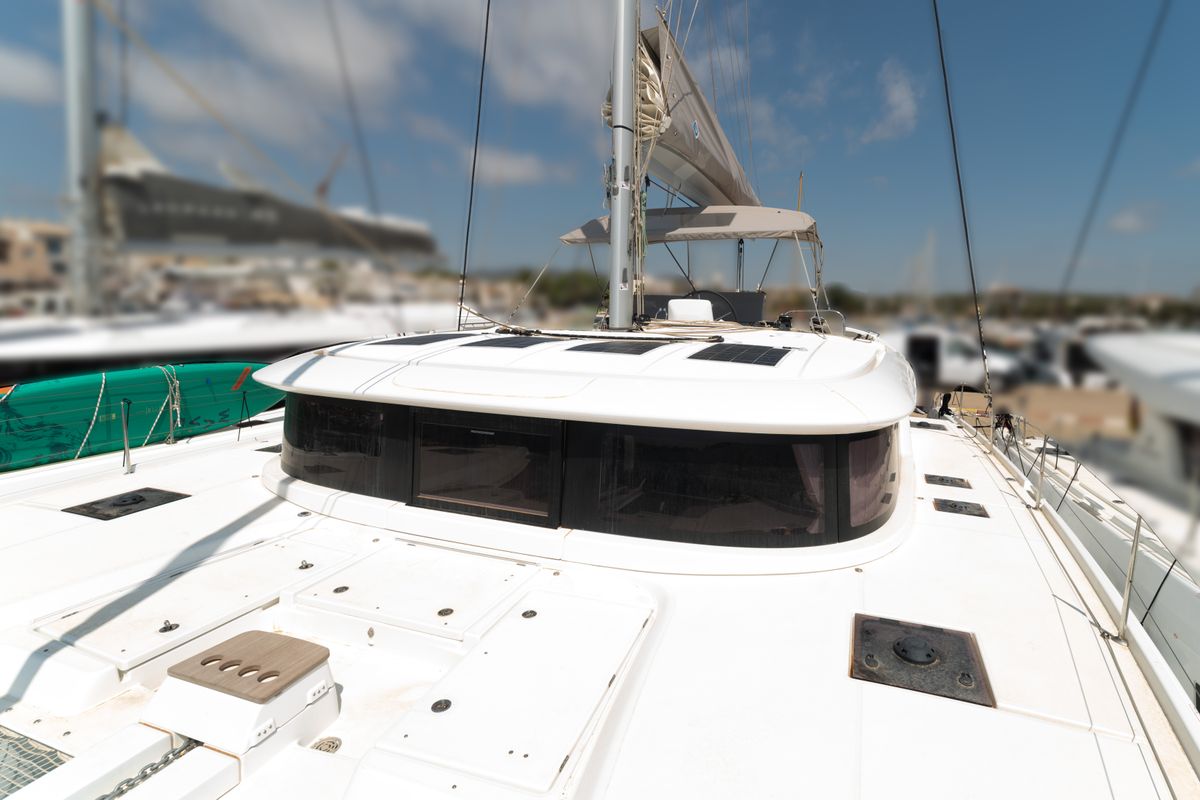 Deck of Spezielli, a Lagoon 46 catamaran at Felanitx, Spain