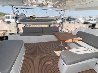 Deck of Spezielli, a Lagoon 46 catamaran at Felanitx, Spain