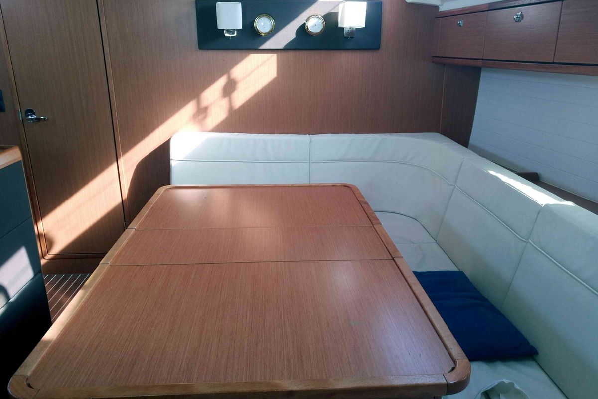 Salon of Blue Moon, a Bavaria Cruiser 46 sailboat at Agropoli, Italy