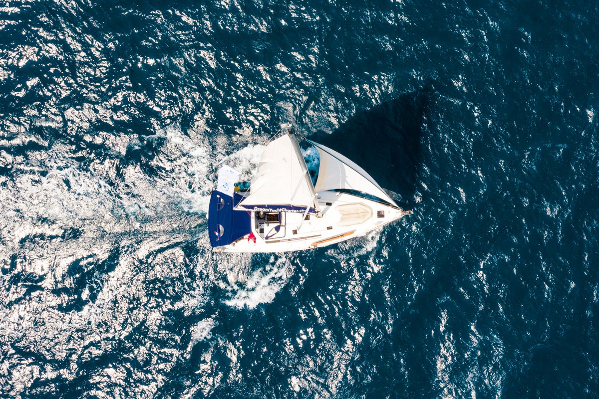 Exterior view of Nabucco: Aft cabin #1 (Cabin Chrter - 2 pax) Fully Crewed, ALL EXPENSES, a Beneteau Oceanis 48 sailboat at…