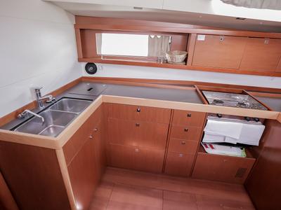 Galley of Nabucco: Aft cabin #1 (Cabin Chrter - 2 pax) Fully Crewed, ALL EXPENSES, a Beneteau Oceanis 48 sailboat at Grad Ka…