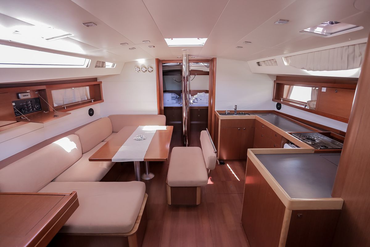 Salon of Nabucco: Aft cabin #1 (Cabin Chrter - 2 pax) Fully Crewed, ALL EXPENSES, a Beneteau Oceanis 48 sailboat at Grad Kaš…