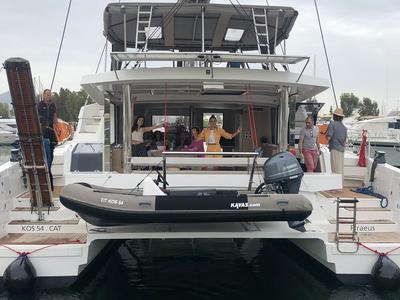 Deck of Kos 54.Cat, a Bali 5.4 catamaran at Municipal Unit of Lefkada, Greece